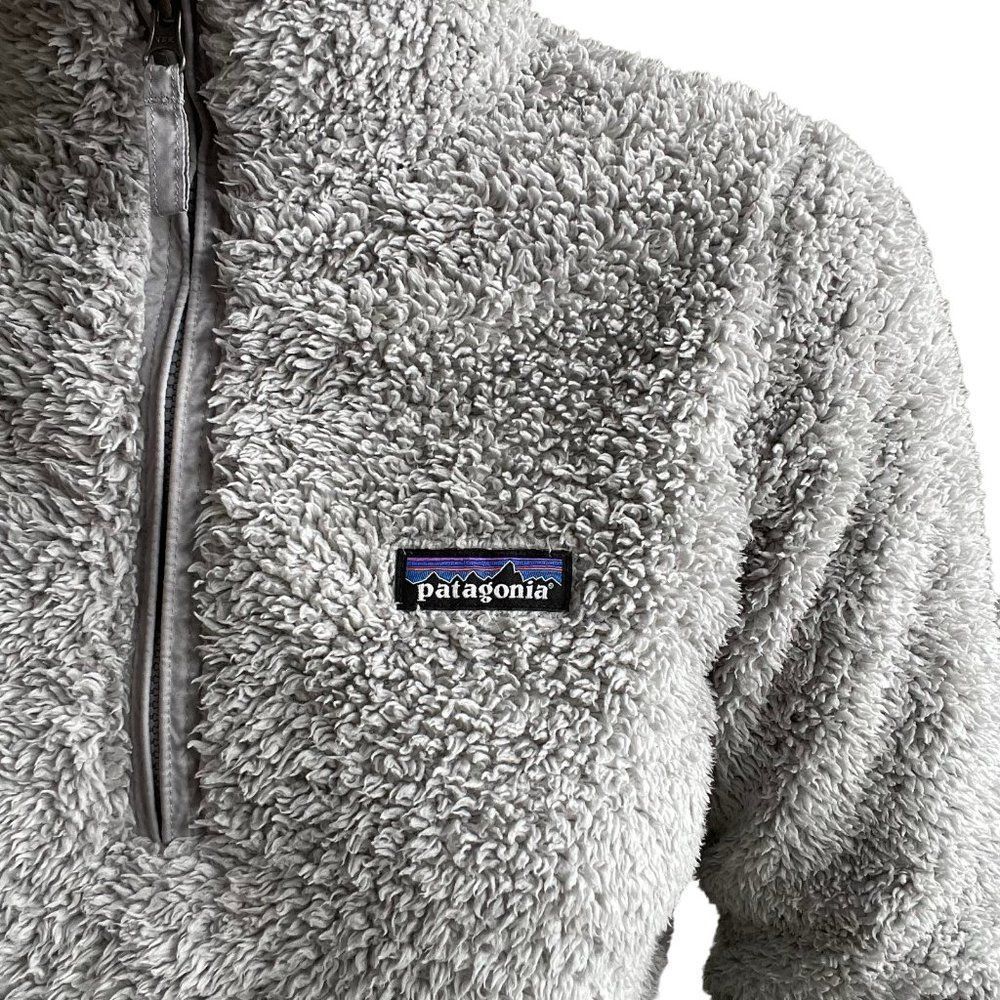 Patagonia Womens Light Gray Deep Pile Quarter Zip Fleece Sweatshirt Sz M - Picture 6 of 8